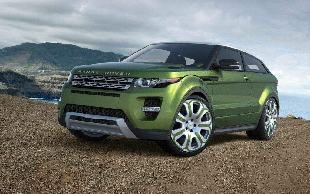 Stunning Green Range Rover Evoque: Mountain & Coast Wallpaper Background