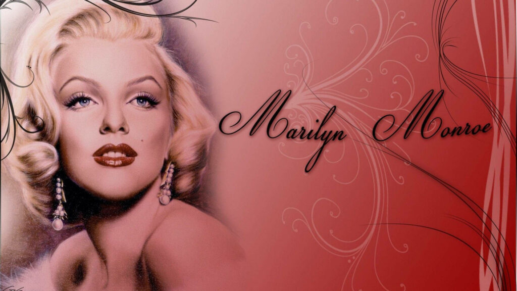 Red abstract Marilyn Monroe wallpaper portrait stylish name glamour modern art background