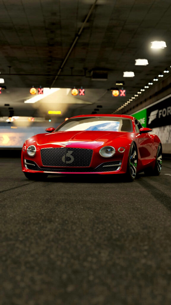 Red Bentley Car in a Game Background Wallpaper