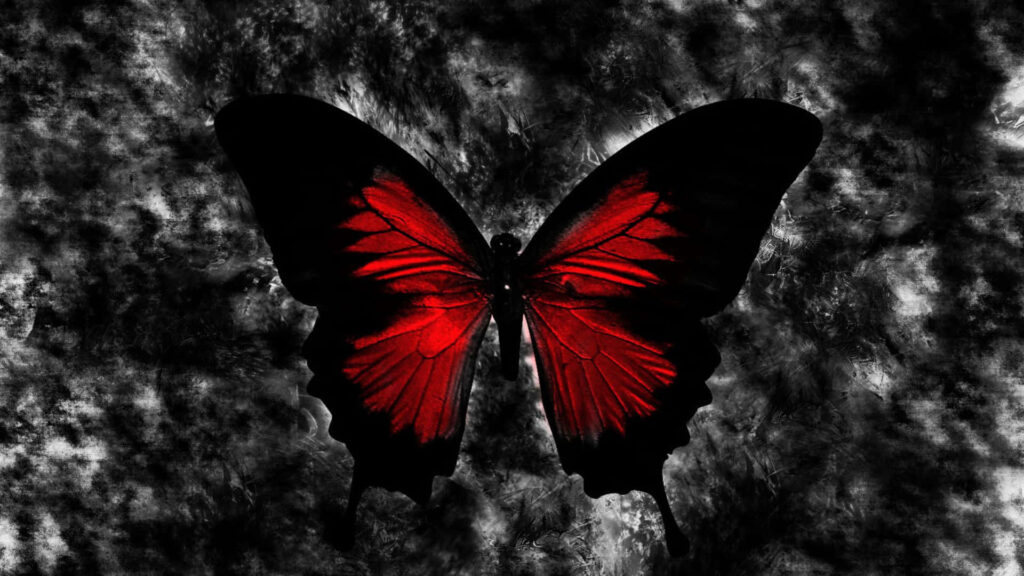Striking Red Butterfly Wallpaper: Captivating Dramatic Background