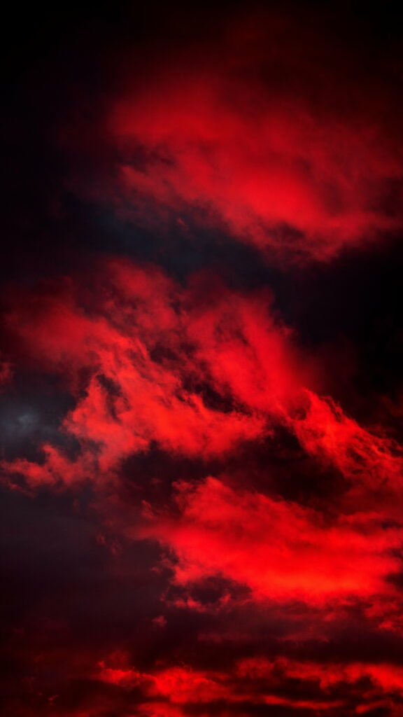 Vibrant Red Clouds on Dark Sky - HD Phone Wallpaper Background