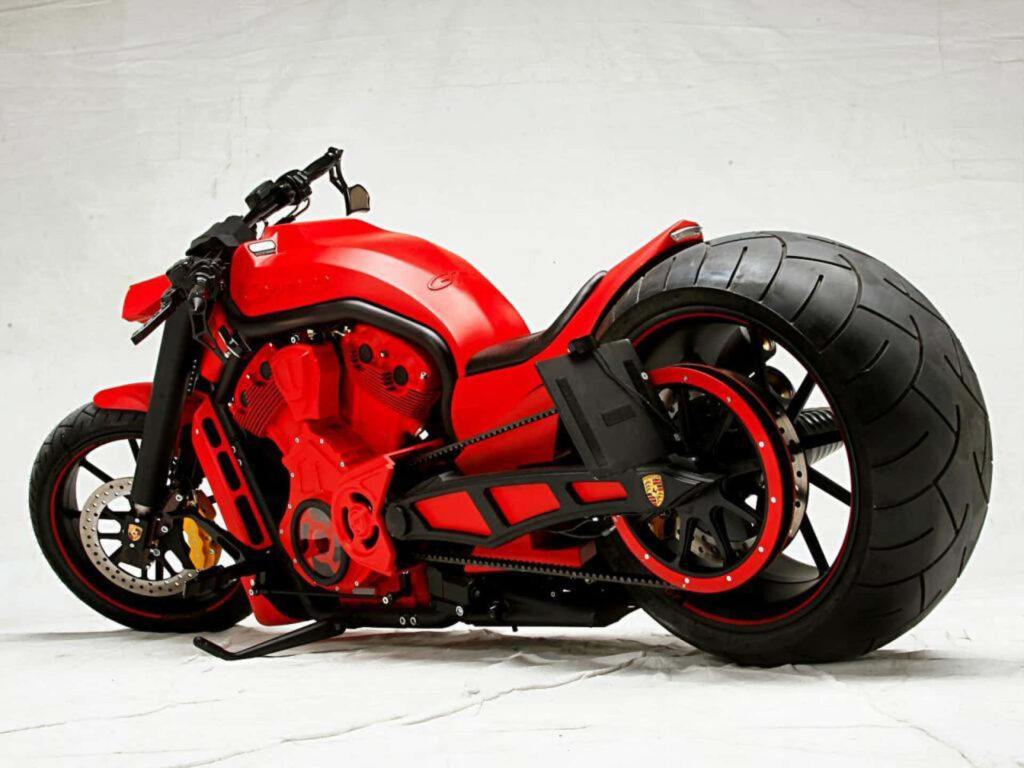 Bold Red Custom Motorcycle Wallpaper: Sleek Design & Power