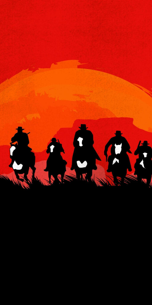 Wild West Cowboy Silhouette Wallpaper Against Sunset - RDR2 Design