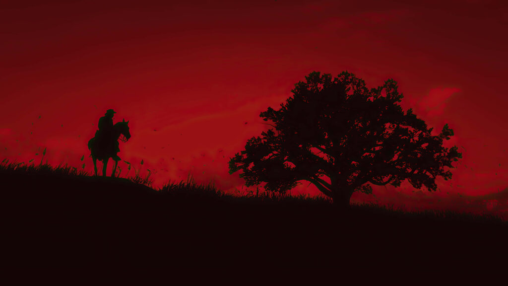 Lone Rider at Sunset: Stunning Red Dead Redemption 4K Wallpaper