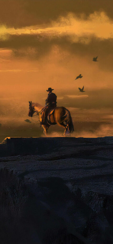 Stunning Red Dead Redemption Wallpaper: Rider & Cinematic Sunset