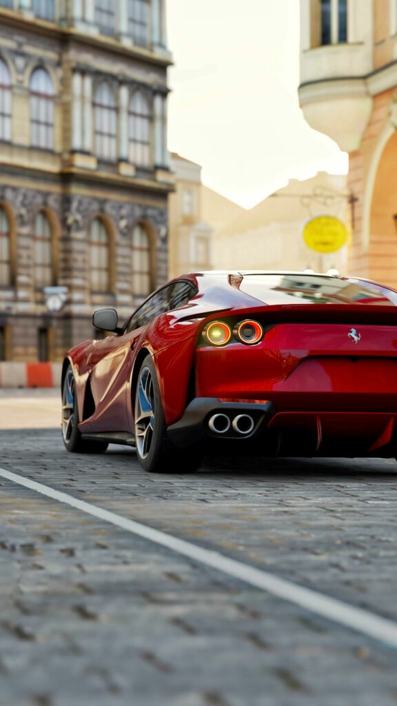Stunning Red Ferrari 812 Superfast Urban Wallpaper for Car Lovers