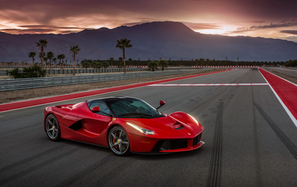 Red Ferrari LaFerrari at Sunset: Stunning Racing Insight Wallpaper