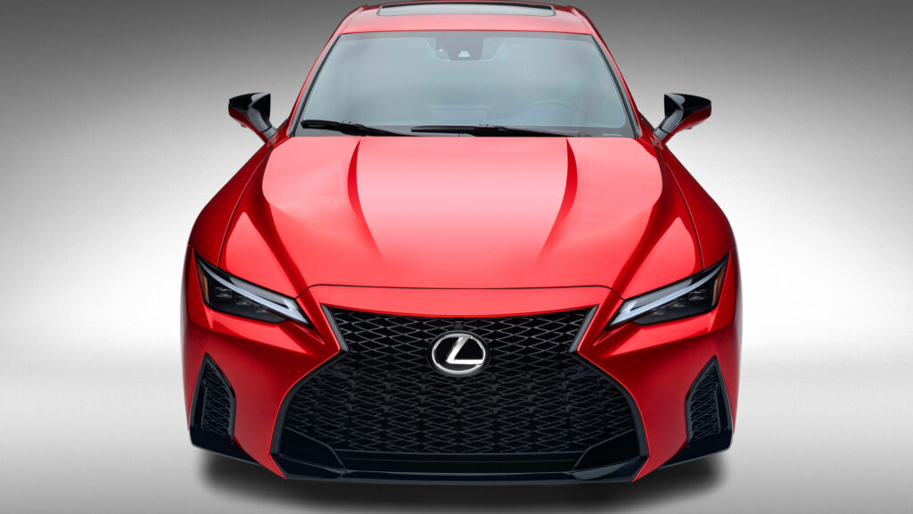 Stunning Red Lexus IS Sports Car Wallpaper with Sleek Design