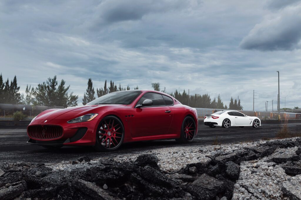 Stunning Red Maserati GranTurismo MC Side View Wallpaper Background