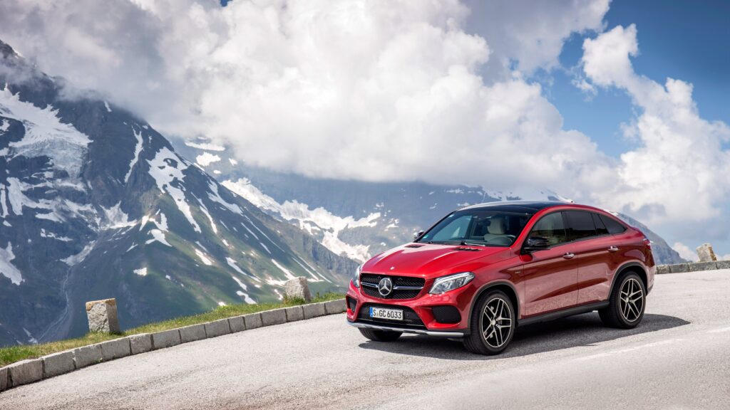 Red Mercedes-Benz GLE 450 AMG Coupe | Stunning Mountain Background Wallpaper