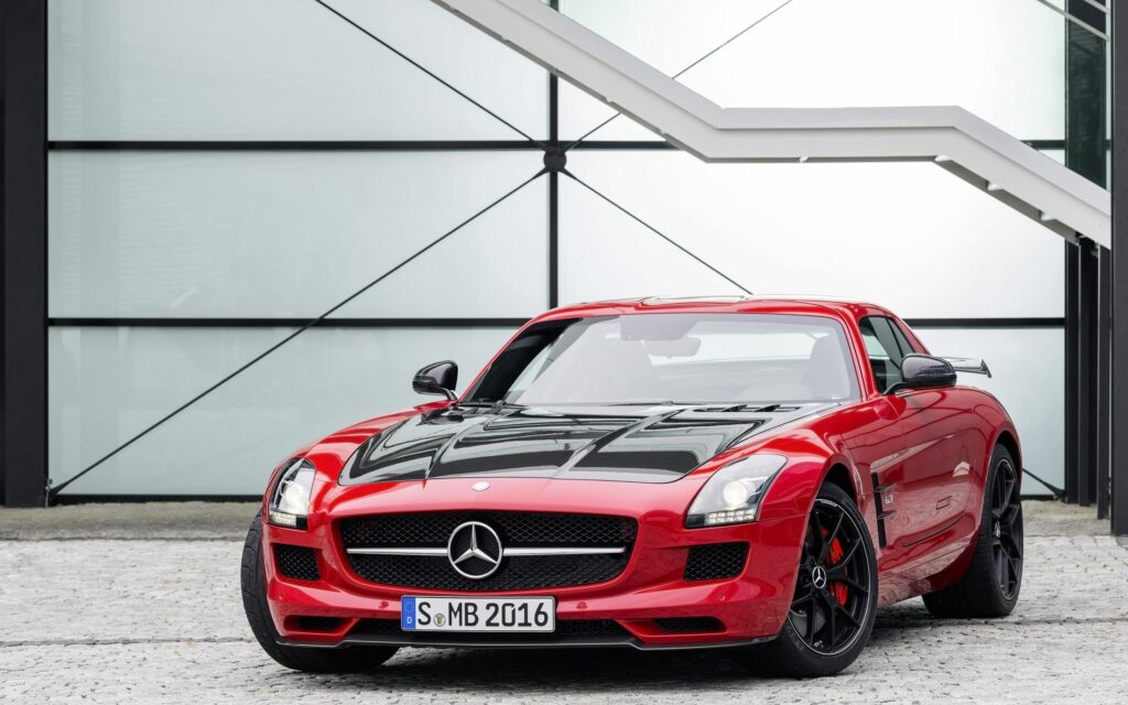 Red Mercedes-Benz SLS AMG GT Wallpaper: Luxury Supercar Background