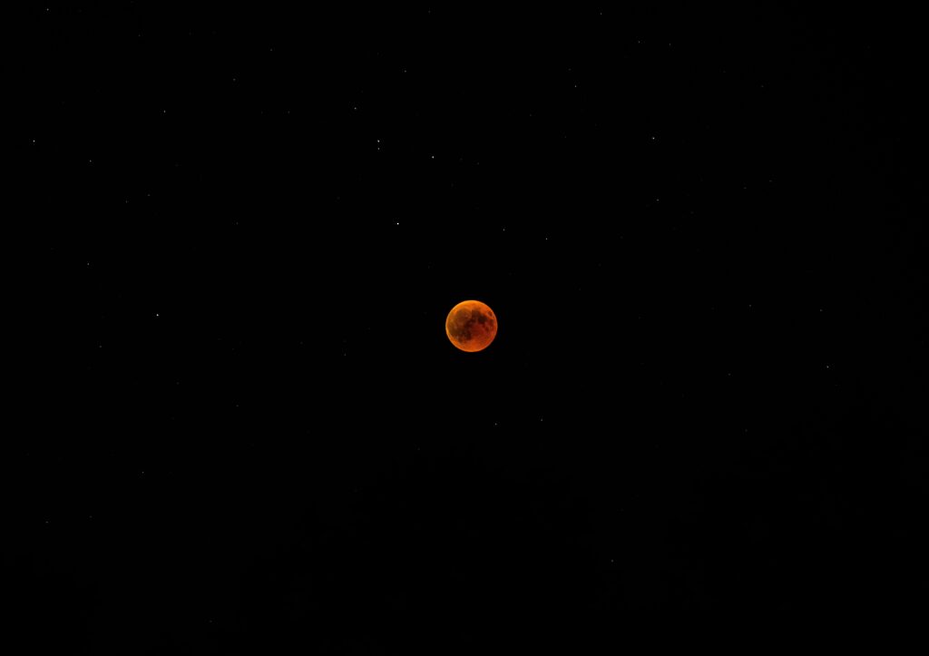 Mesmerizing Red Moon Lunar Eclipse Wallpaper - Starry Night Sky