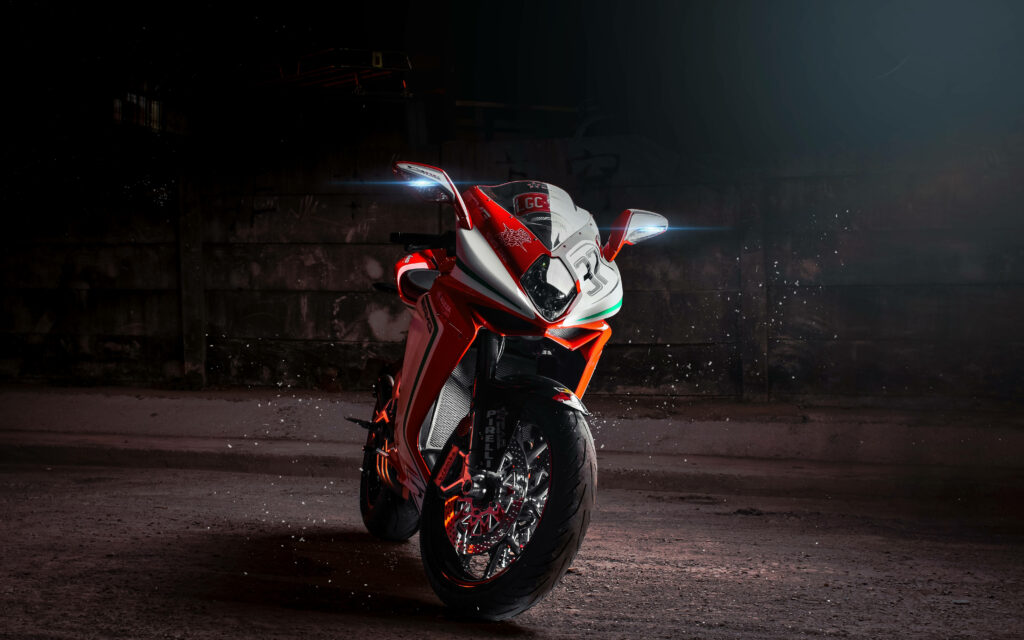 Stunning HD Red Motorcycle Wallpaper - Dynamic Design & Accents