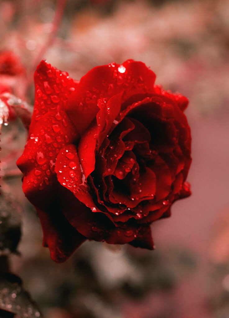 Beautiful Red Rose Wallpaper with Water Droplets – Stunning Background