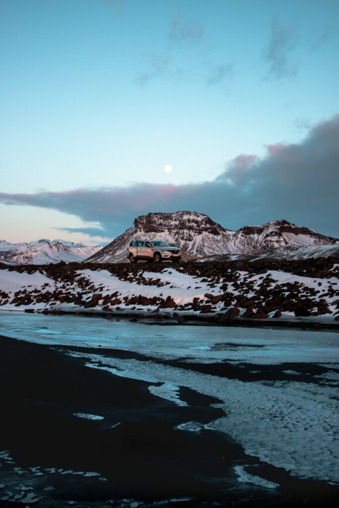 Renault Car in Snowy Landscape - Scenic 2400x3600 Adventure Wallpaper