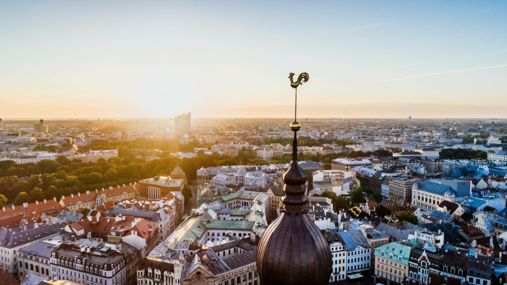 Aerial View of Riga: Historic Architecture & Cityscape Wallpaper