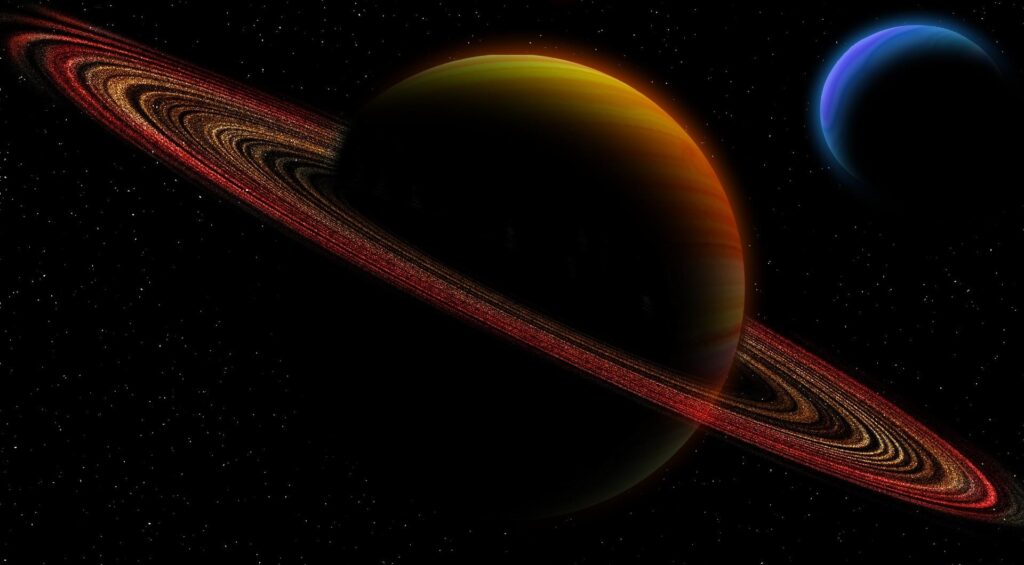 Stunning Ringed Planet Wallpaper: Vibrant Cosmic Scenery