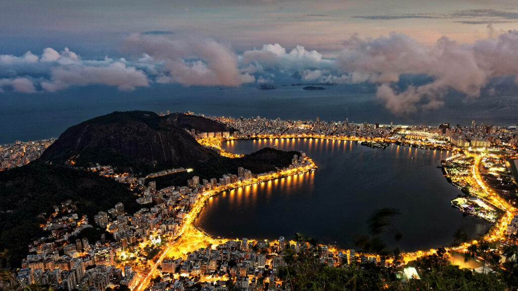 Stunning Rio de Janeiro Wallpaper: City Lights and Serene Mountains