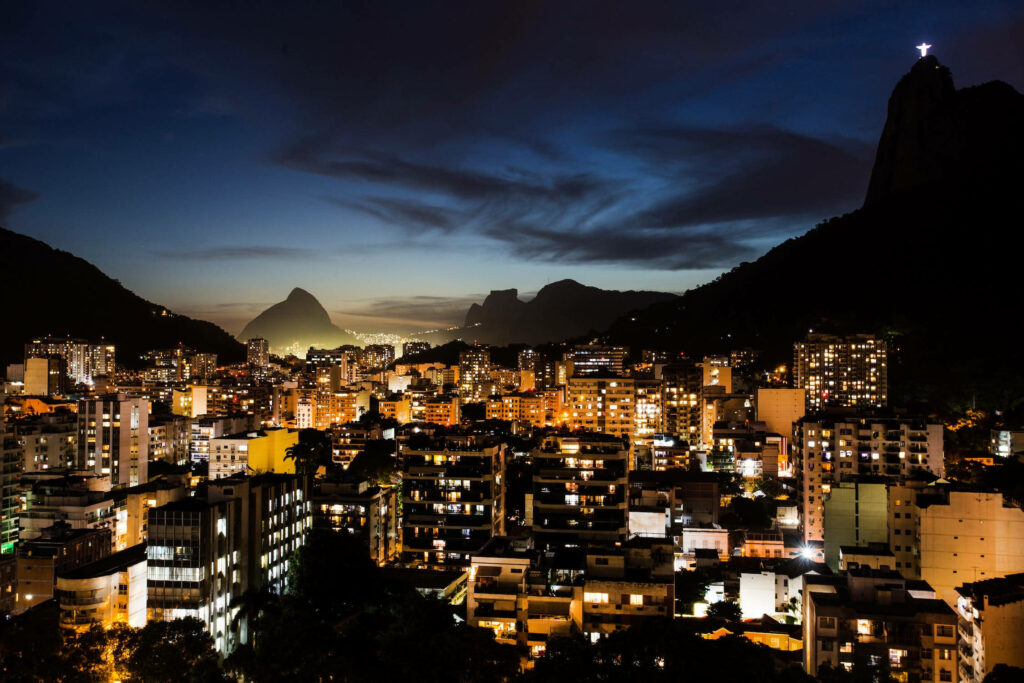 Stunning Rio Night View Wallpaper: City Lights & Christ the Redeemer