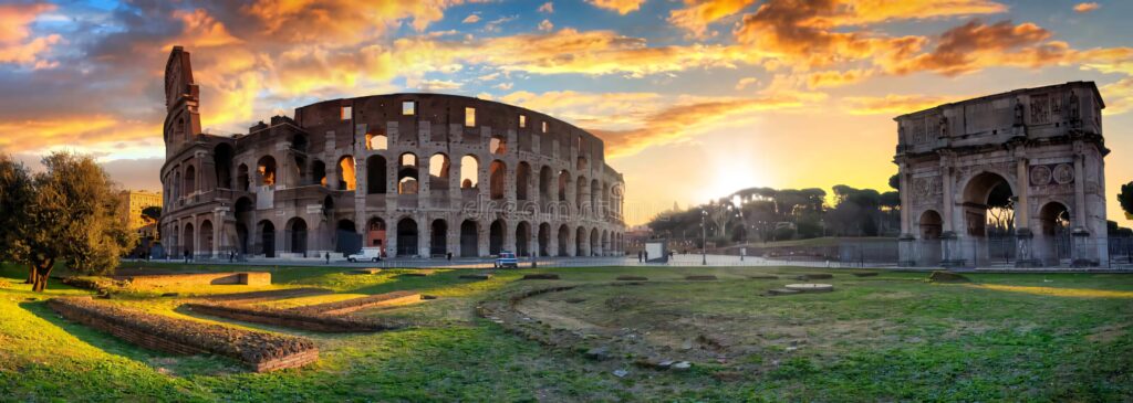 Majestic Arch of Constantine & Colosseum Wallpaper at Sunset