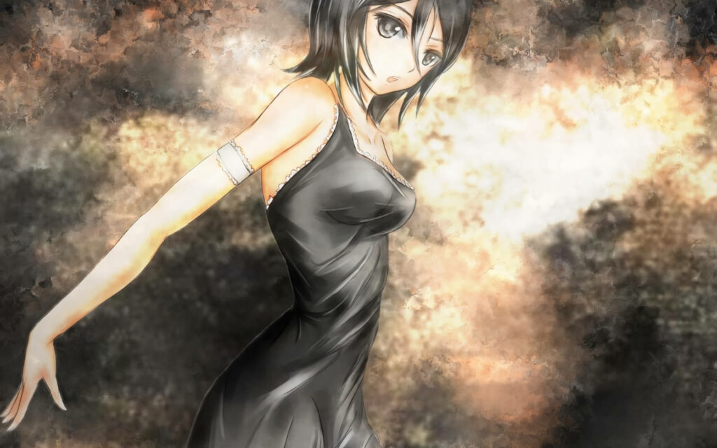 Stunning Rukia Kuchiki Wallpaper: Dynamic Anime Art in Black Outfit