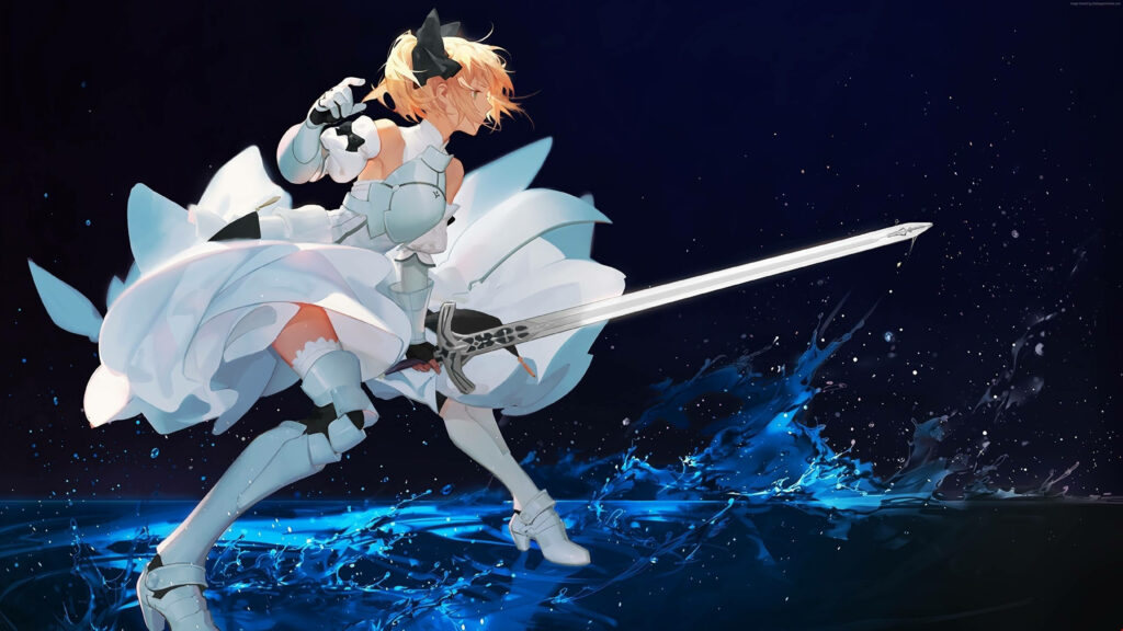 Dynamic Saber Lily 4K Wallpaper - Stunning Fate Series Background