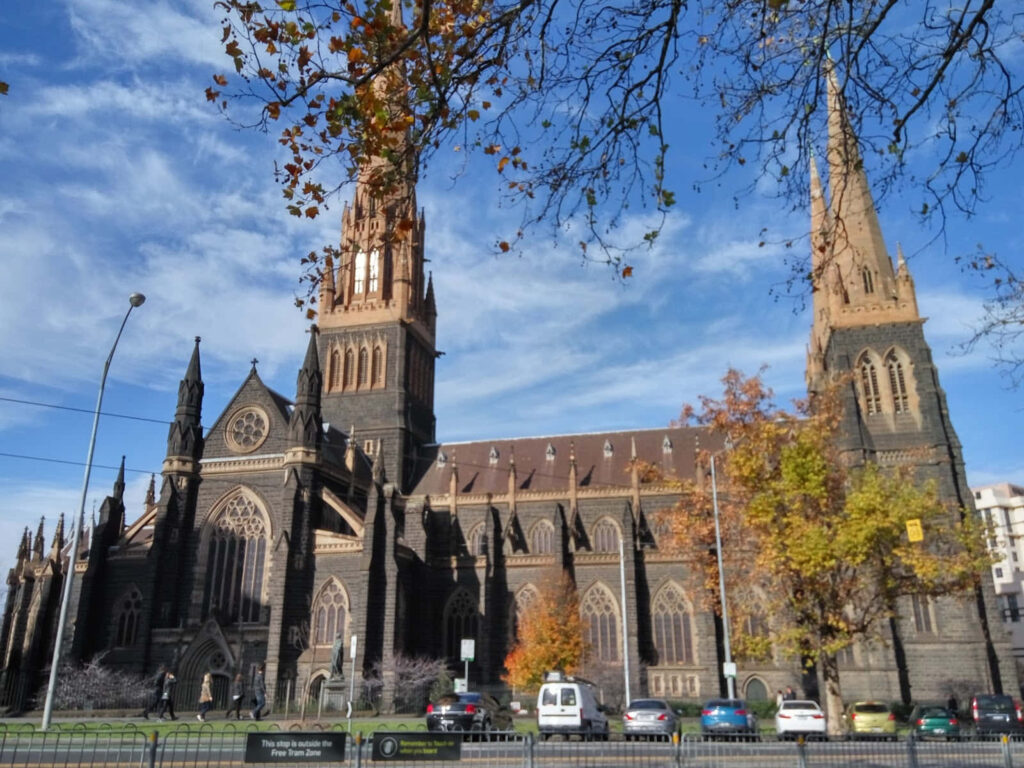 Stunning Saint Patrick's Cathedral Wallpaper: Gothic Revival in Autumn