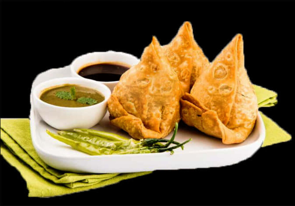 Crispy Samosas with Green Chutney & Tamarind Sauce - Wallpaper