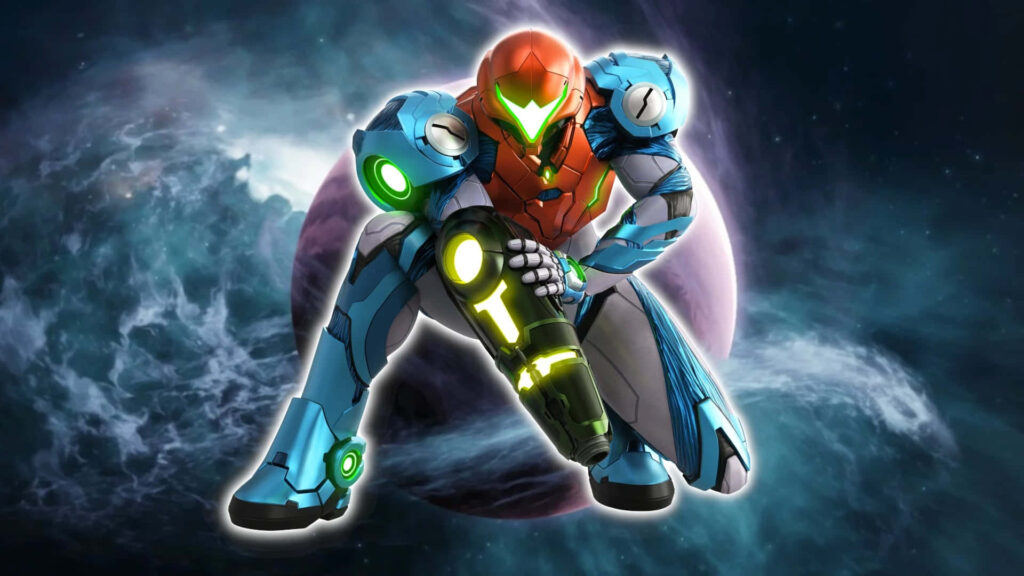 Samus Aran Action Wallpaper - Metroid Dread Cosmic Background