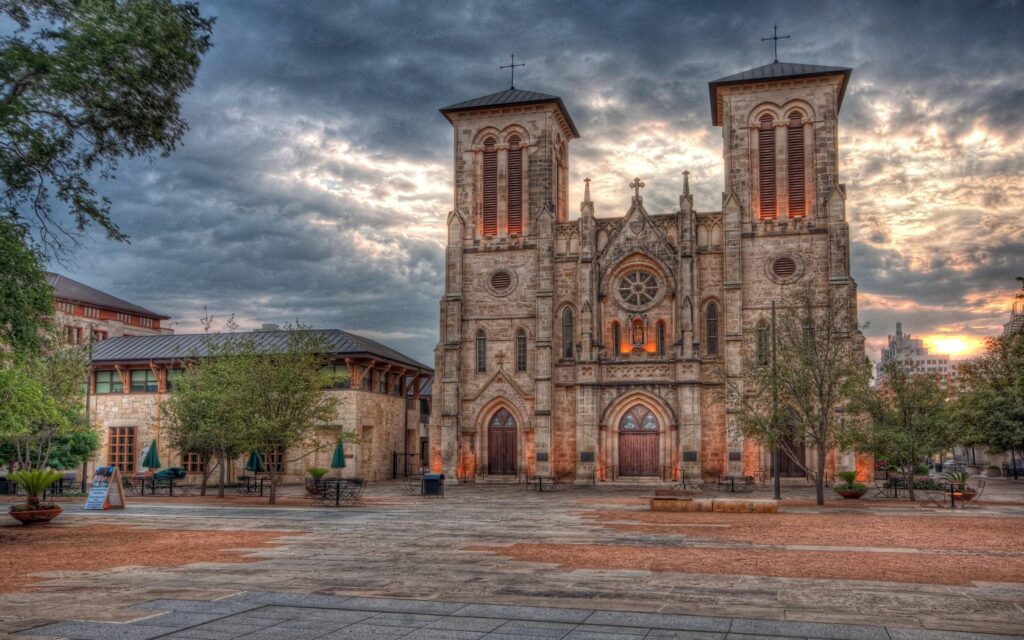 San Fernando Cathedral Wallpaper: Stunning Sunset HDR Background
