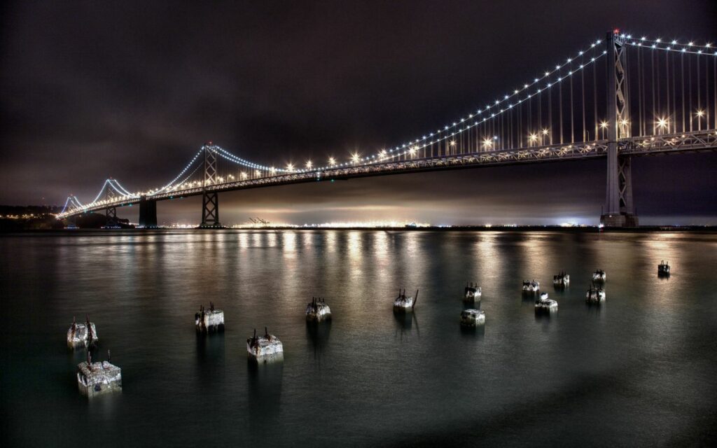Stunning San Francisco Bay Bridge Night View Wallpaper Background