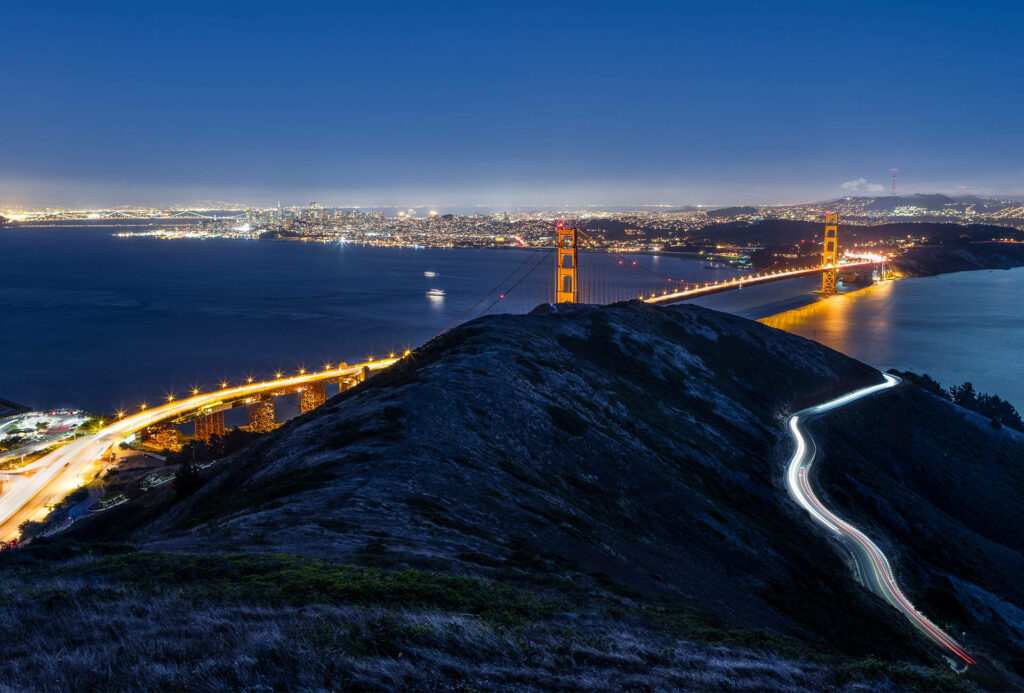 Stunning San Francisco Night View: Golden Gate Bridge Wallpaper