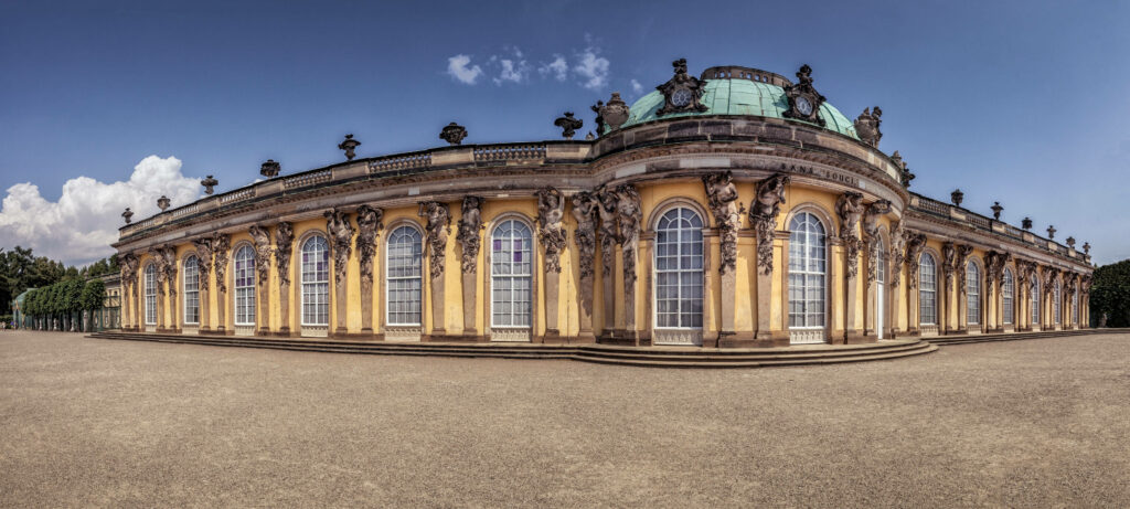 Stunning Sanssouci Palace Panoramic View - Elegant Wallpaper Background