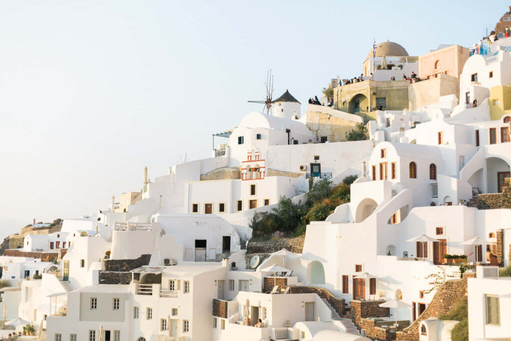 Breathtaking Santorini Wallpaper: Iconic Whitewashed Hillside Views