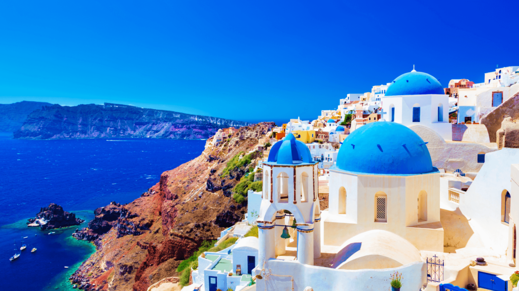 Breathtaking Santorini Wallpaper: White-Washed Buildings & Aegean Sea