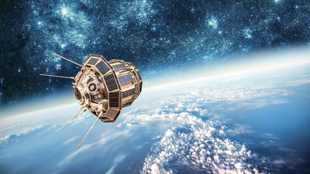 Stunning Earth View: Satellite in Space - Wallpaper Background