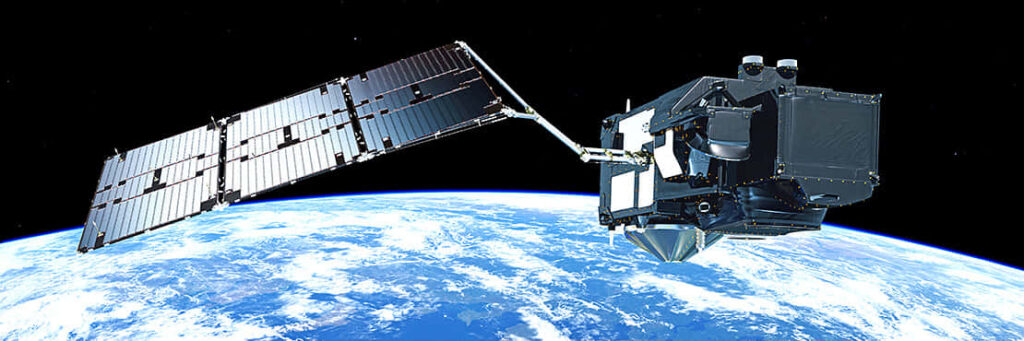 Stunning Wallpaper of Innovative Satellite in Orbit Above Earth
