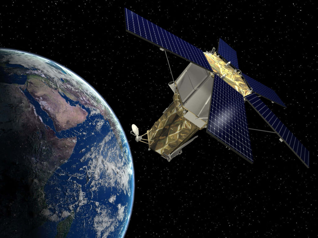 Stunning Solar-Powered Satellite Orbiting Earth - Space Wallpaper