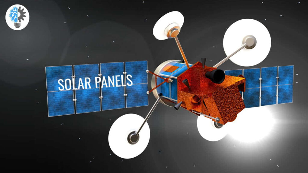 Stunning Space Wallpaper: Satellite with Solar Panels Orbiting Earth