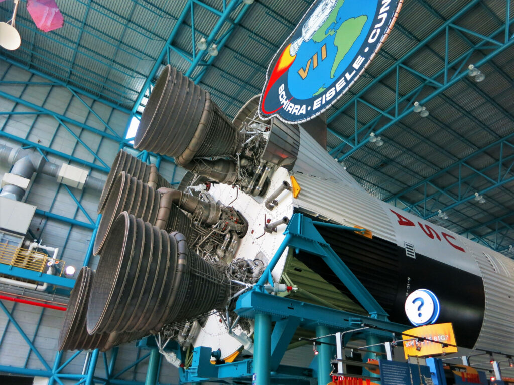 Stunning Saturn V Rocket Display at Kennedy Space Center - Wallpaper