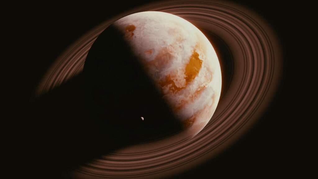 Stunning Saturn Wallpaper: Cosmic Elegance Against Dark Backdrop