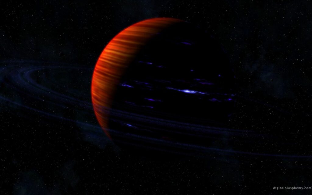 Stunning Saturn Wallpaper: Iconic Rings in Starry Space Background