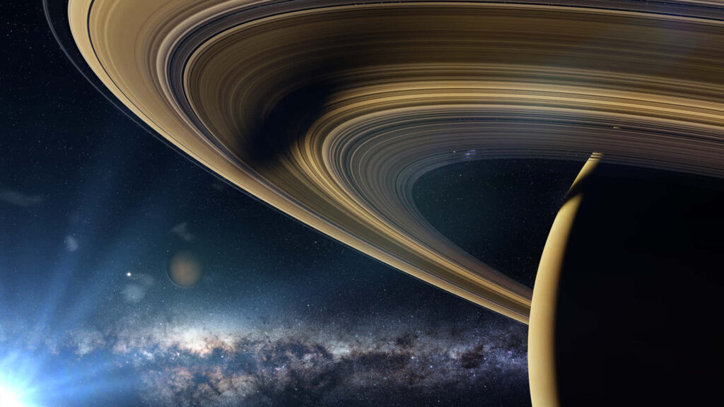 Breathtaking Saturn Rings: Stunning Night Sky Wallpaper Background