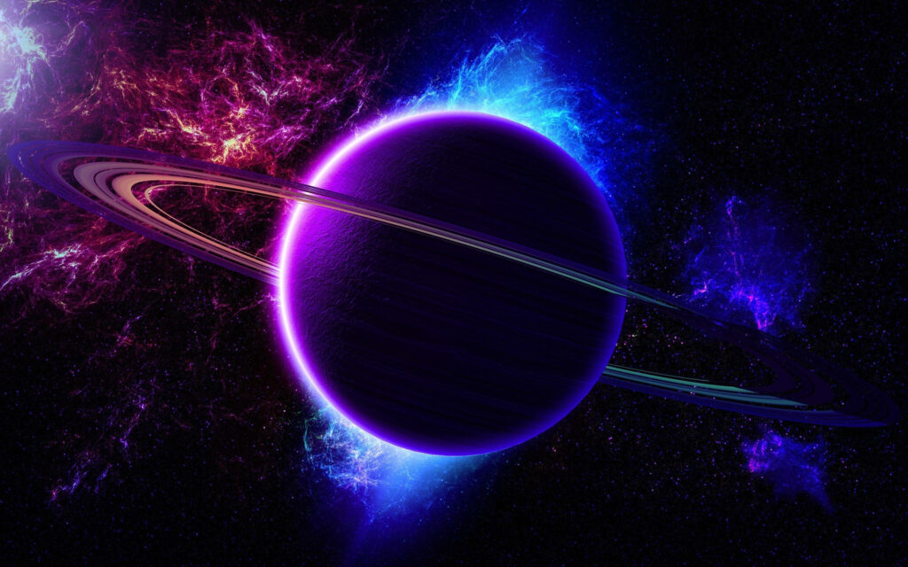 Vibrant Saturn Wallpaper: Colorful Galaxy with Cosmic Rings