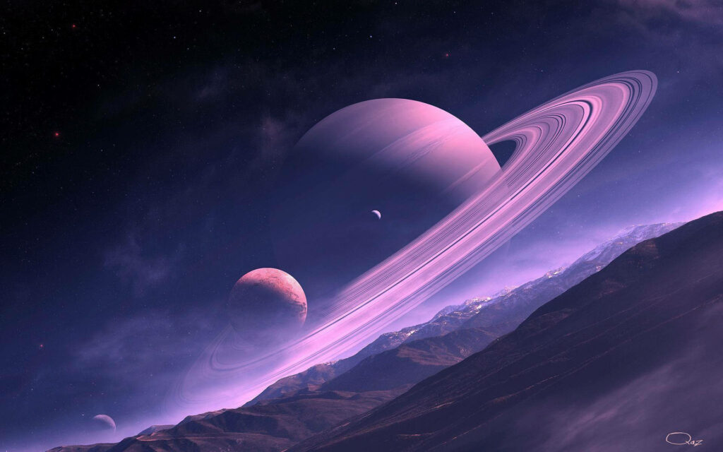 Breathtaking Saturn Wallpaper for iPad Pro 12.9: Cosmic Mountain View