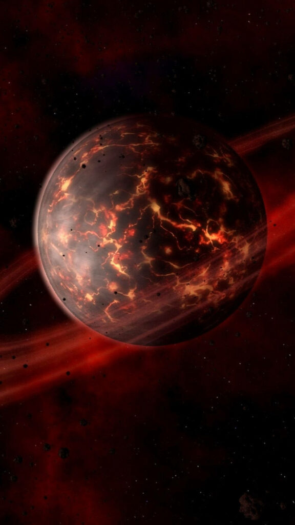 Stunning Sci-Fi Mars Wallpaper: Glowing Lava & Cosmic Background