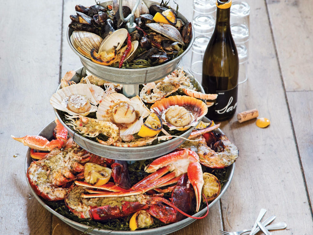 Stunning Seafood Tower: Lobsters, Crabs, Scallops & More Wallpaper
