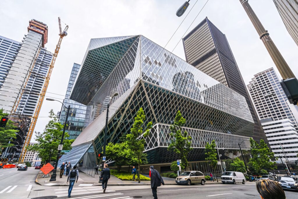 Seattle Public Library: Modern Architecture Wallpaper Background