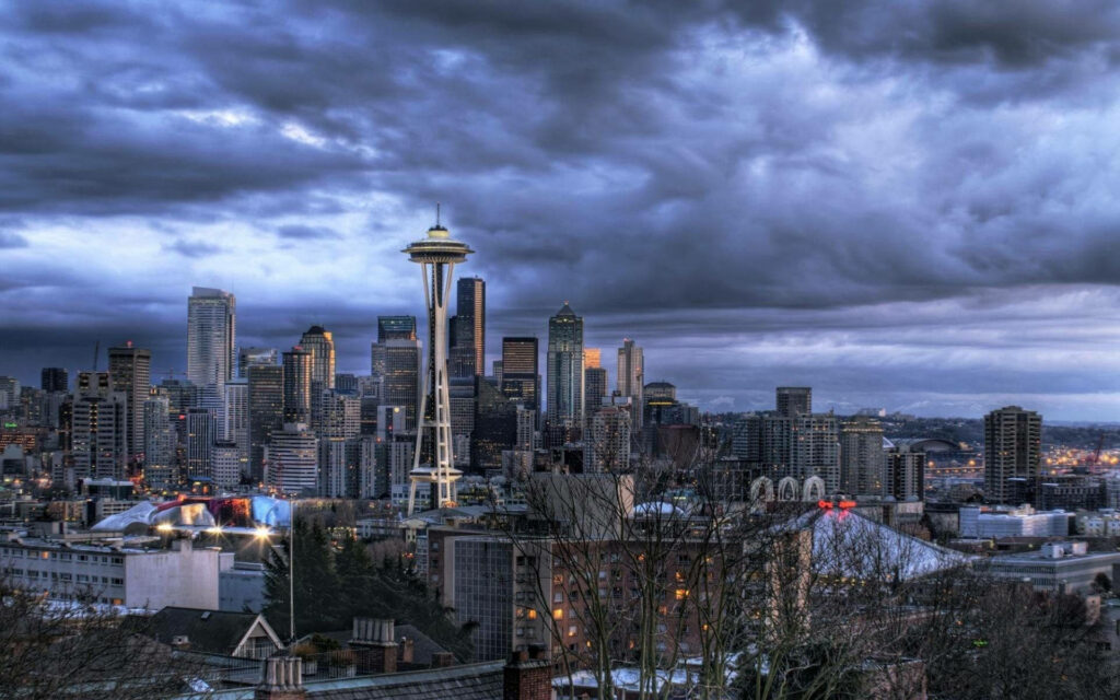 Seattle Skyline Wallpaper: Dramatic Sky & Iconic Space Needle