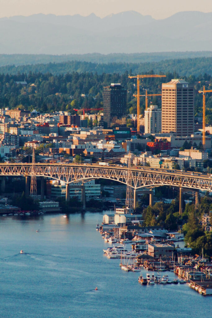 Vibrant Seattle Cityscape iPhone Wallpaper - Urban Architecture & Bridge